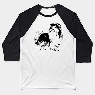 Stick figure sheltie dog in black ink Baseball T-Shirt